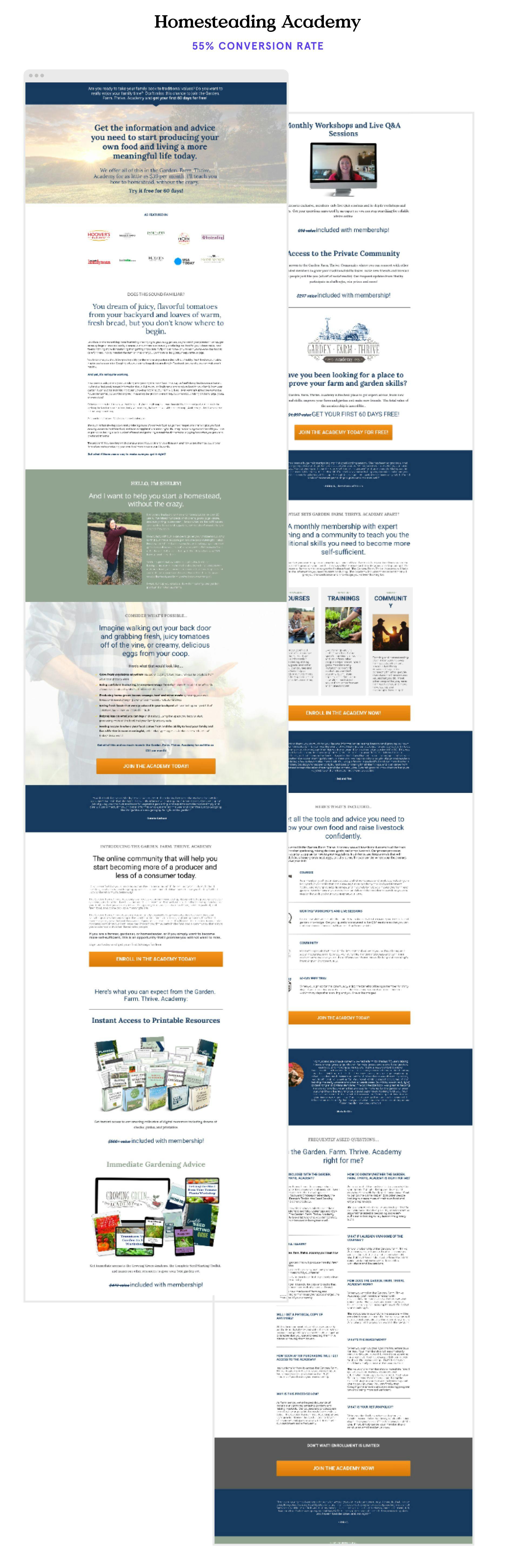 Homesteading free trial landing page