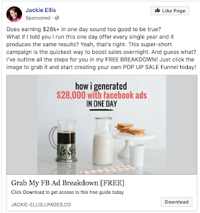 JackieEllis - Facebook ad example