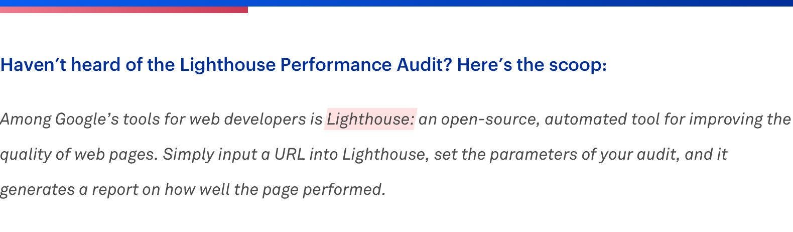 lighthouse performance audit