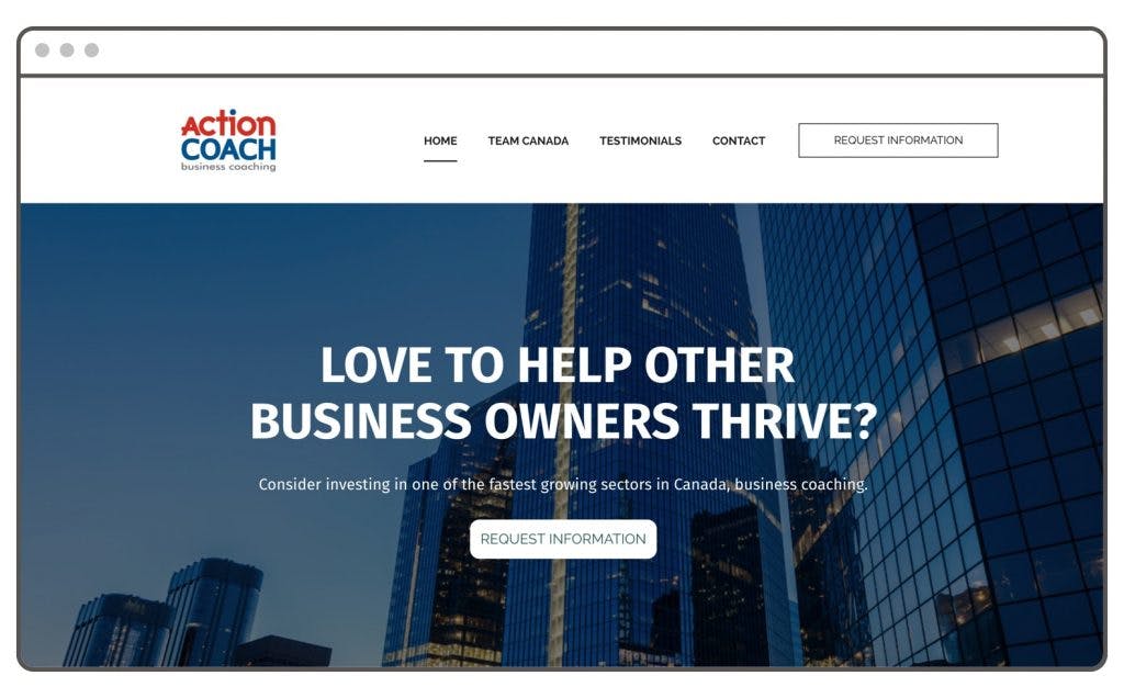 Website templates for franchises ActionCoach Canada