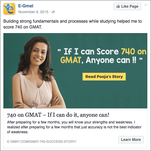 Best Facebook Ad Examples - e-gmat
