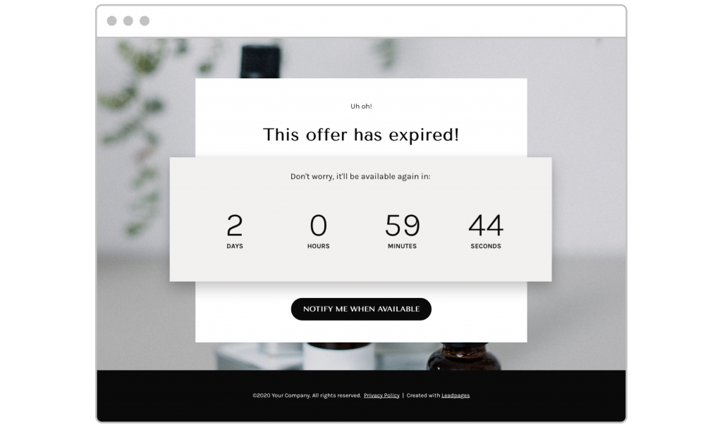 countdown timers Leadpages template