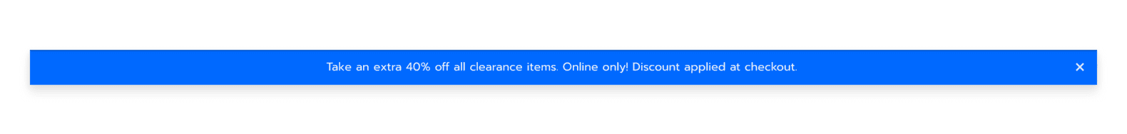 Alert bar: Take an extra 40% off all clearance items. Online only! Discount applied at checkout.
