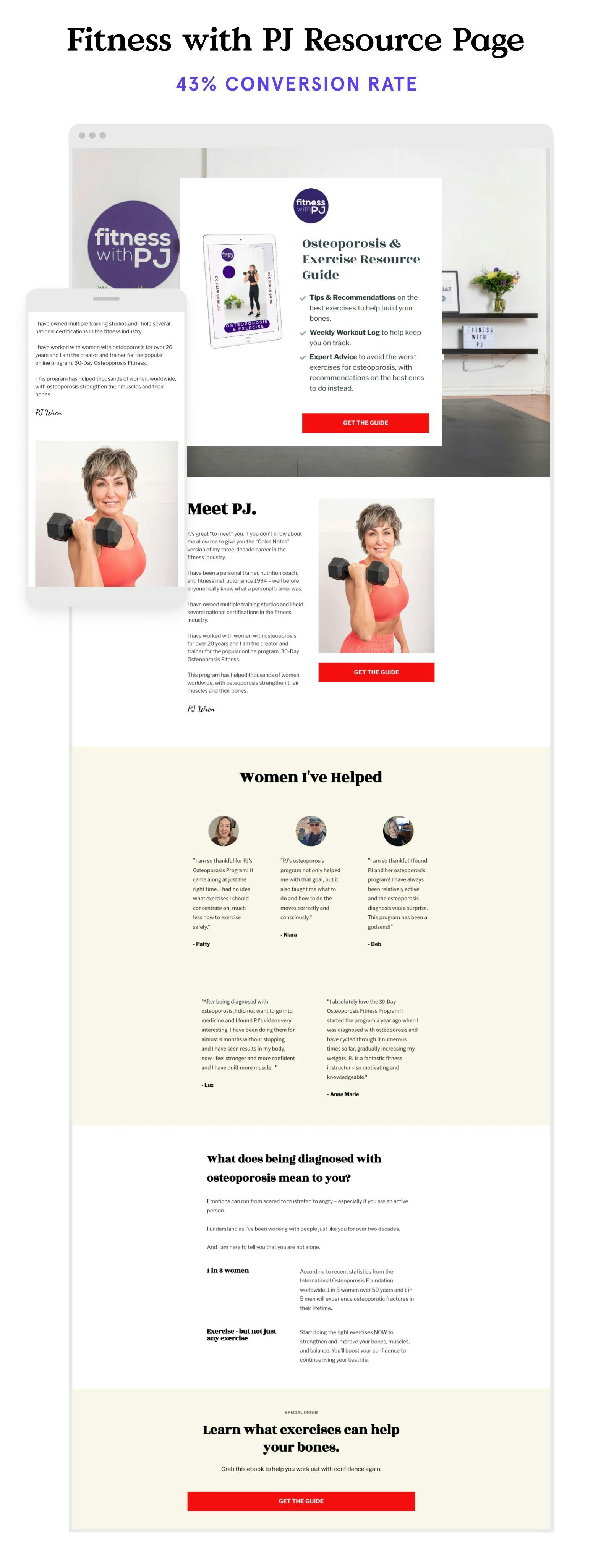 Resource fitness landing page example