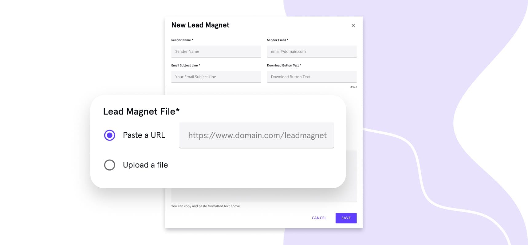 leadpages lead magnet delivery interface with auto-update link