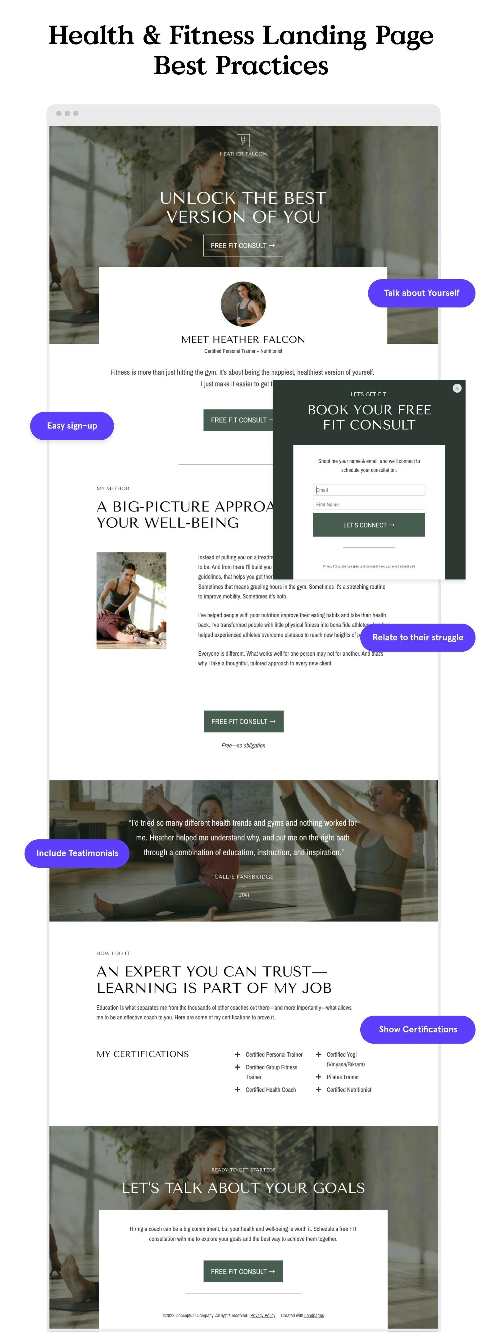 Fitness landing page best practices