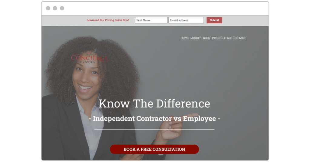 free consultation Imperative Concierge landing page