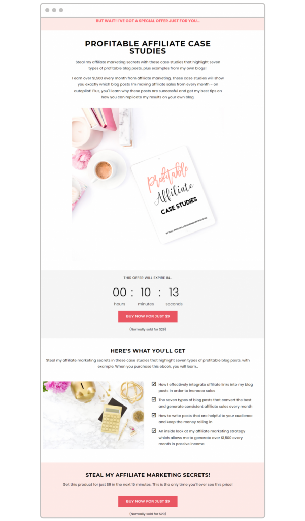 one click upsell Blogging Her Way landing page