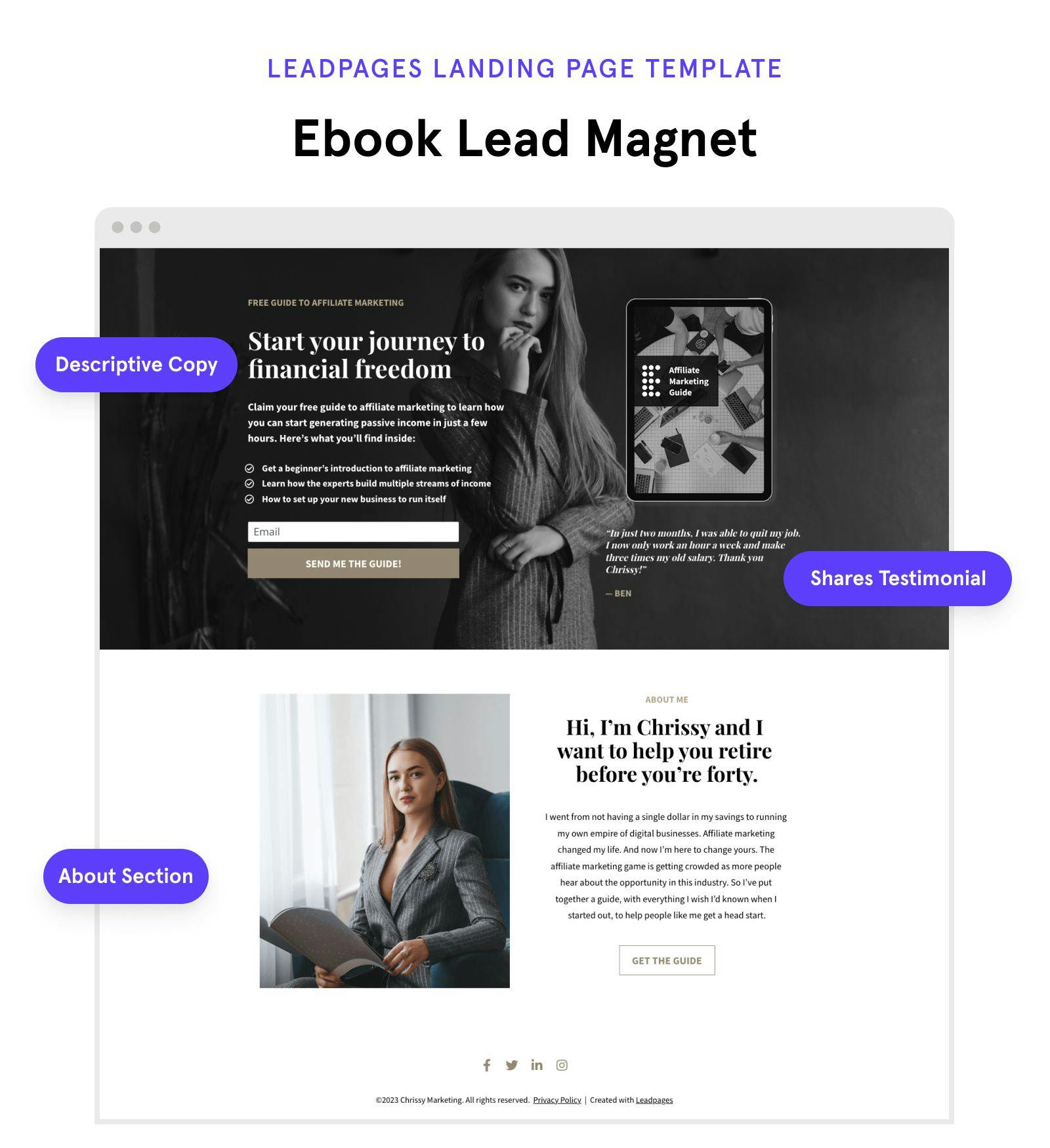 Ebook lead magnet landing page template