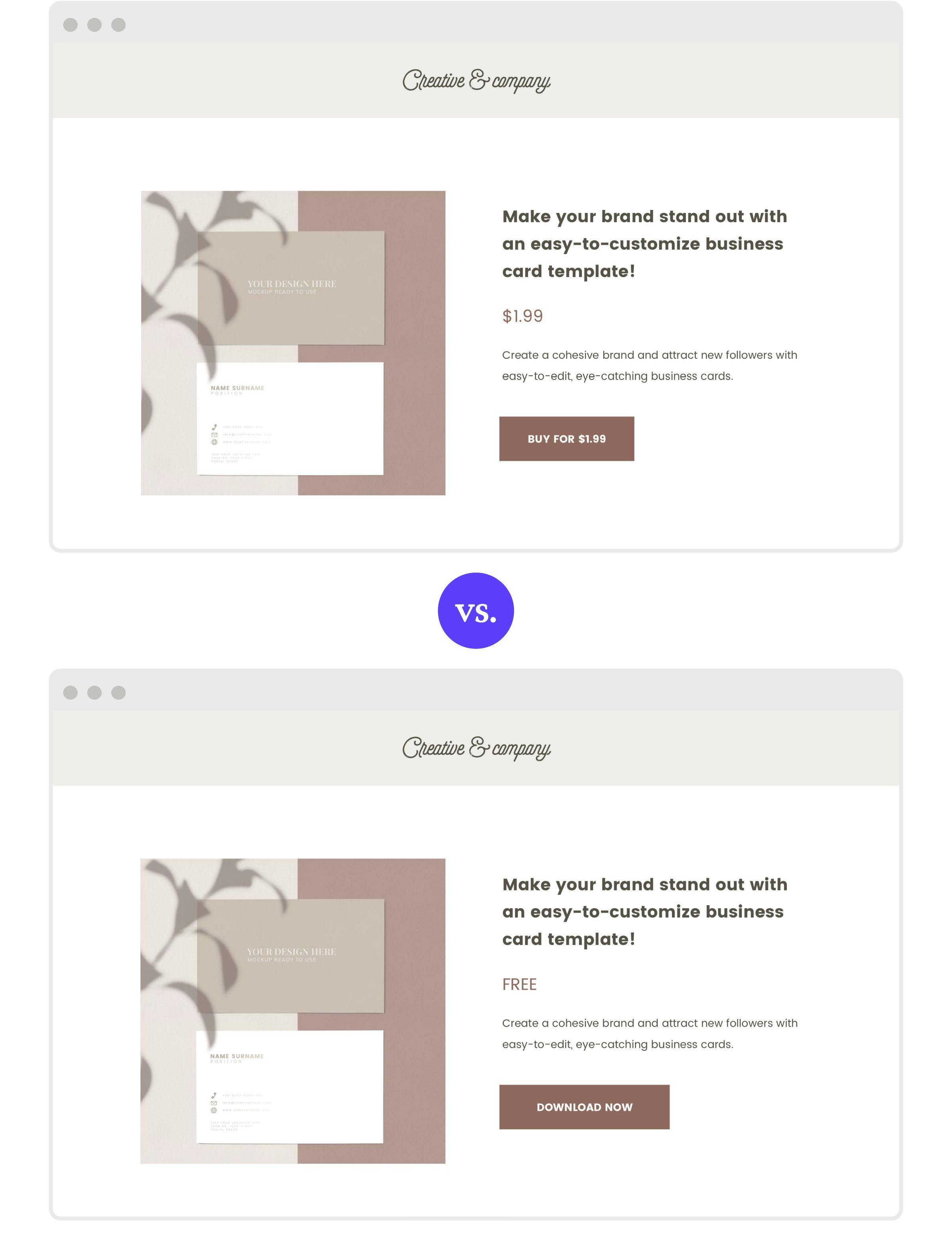 A/B testing landing page offer or price