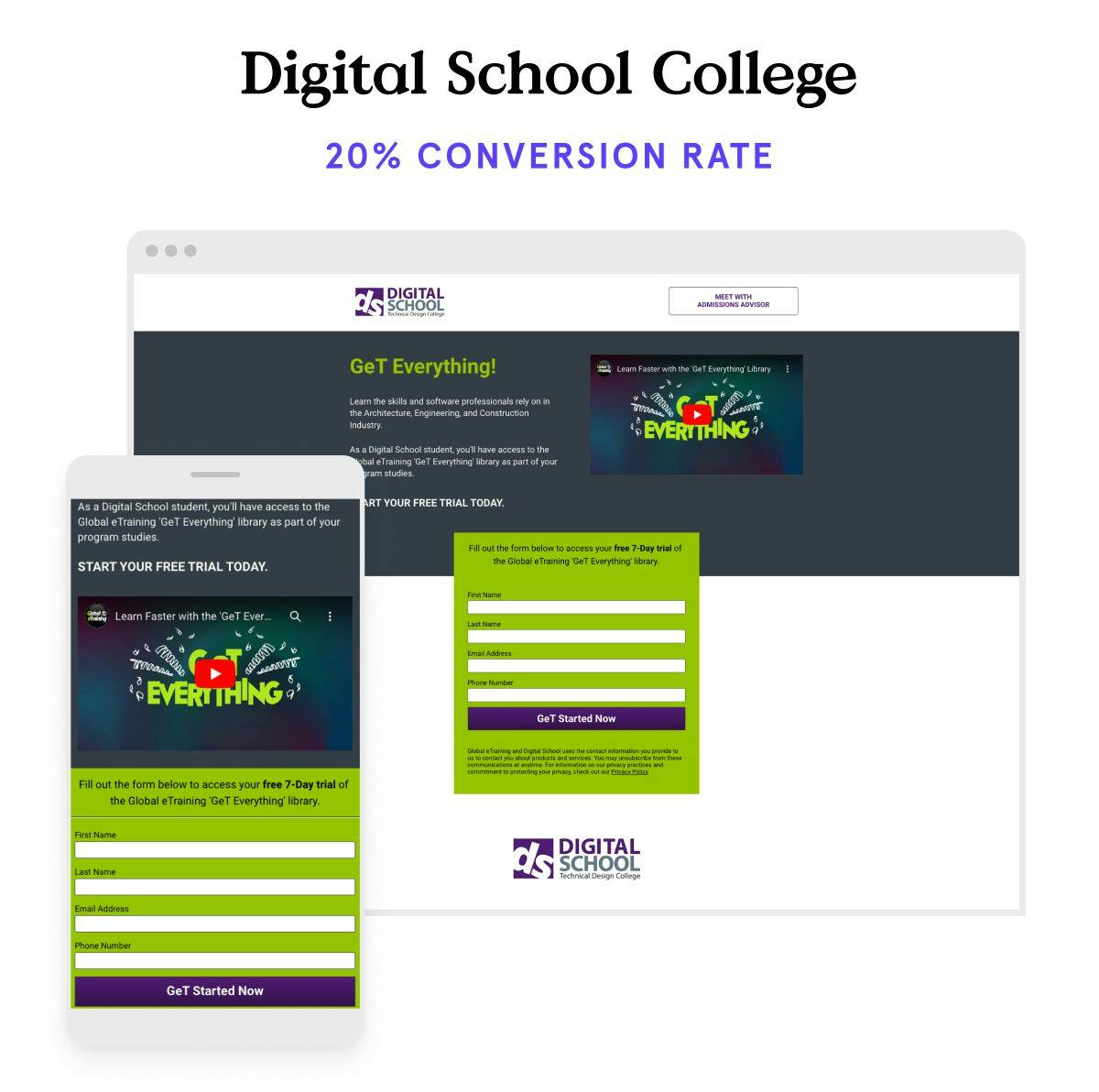 College free trial landing page copy