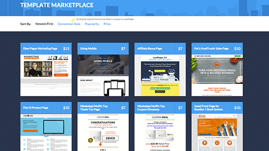 LeadPages Landing Page Template Marketplace is now live. You can buy templates, sell templates, and sort templates by average conversion rate.