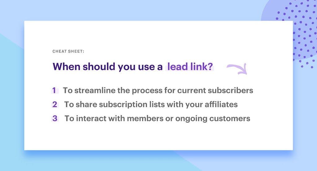 tips for using a lead link