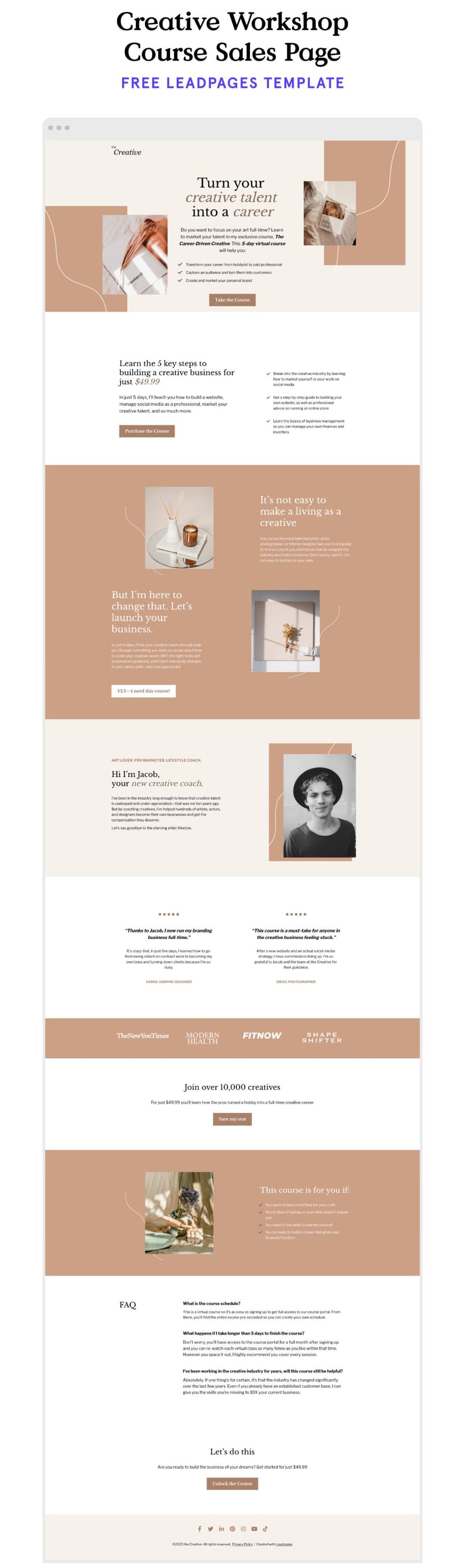 Course Landing Page Examples with 21 - 61% Conversion Rates