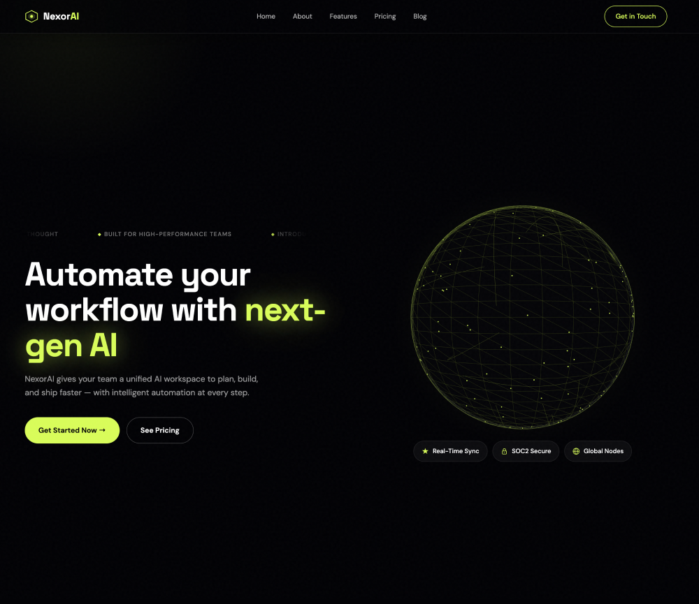 A generated landing page for an AI workflow automation product
